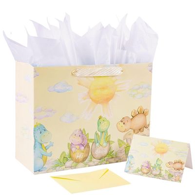 quality Klappbare Neugeborene Karikatur Geschenk Kaufpapiertüten mit Ihrem eigenen Logo auf Elfenbeinbrett factory